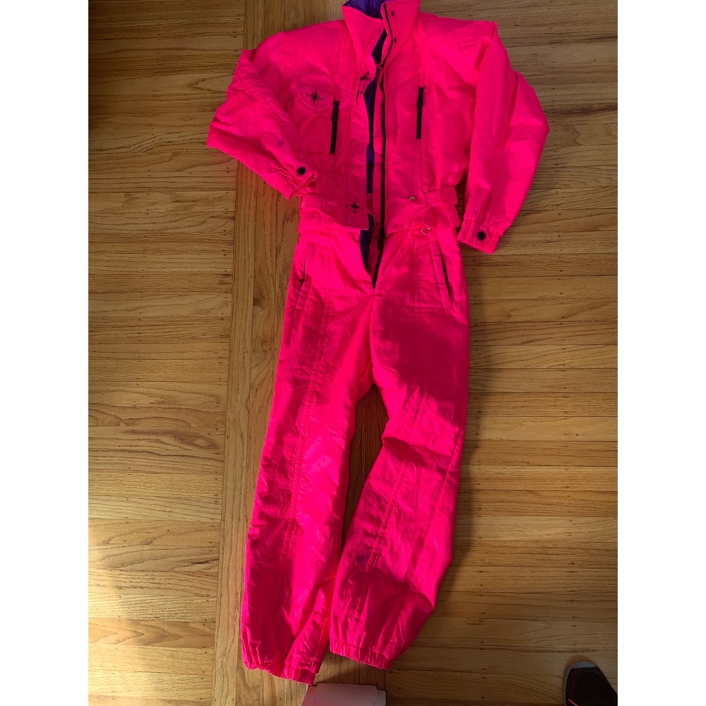 Vintage Bright Pink Ski Suit